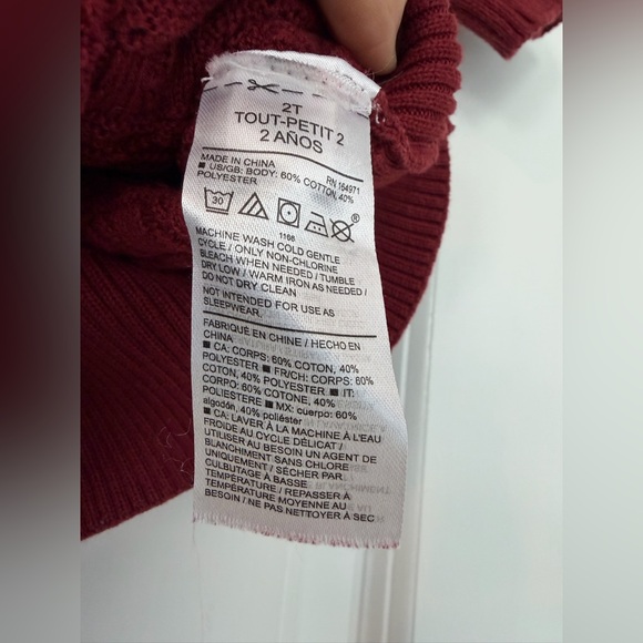 Janie and Jack Girls Ruffle Puff Short Sleeve Sweater Burgundy Size 2T - Picture 6 of 7